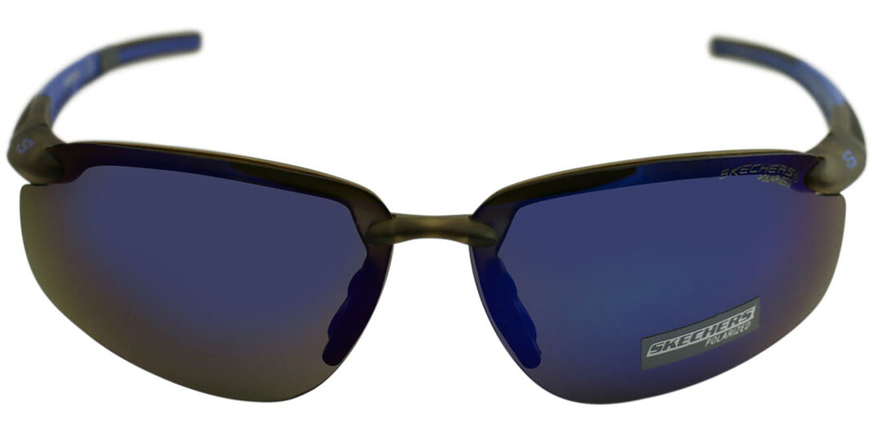 Skechers Polarized Grey/Blue Rimless Sport Wrap - Eyedictive