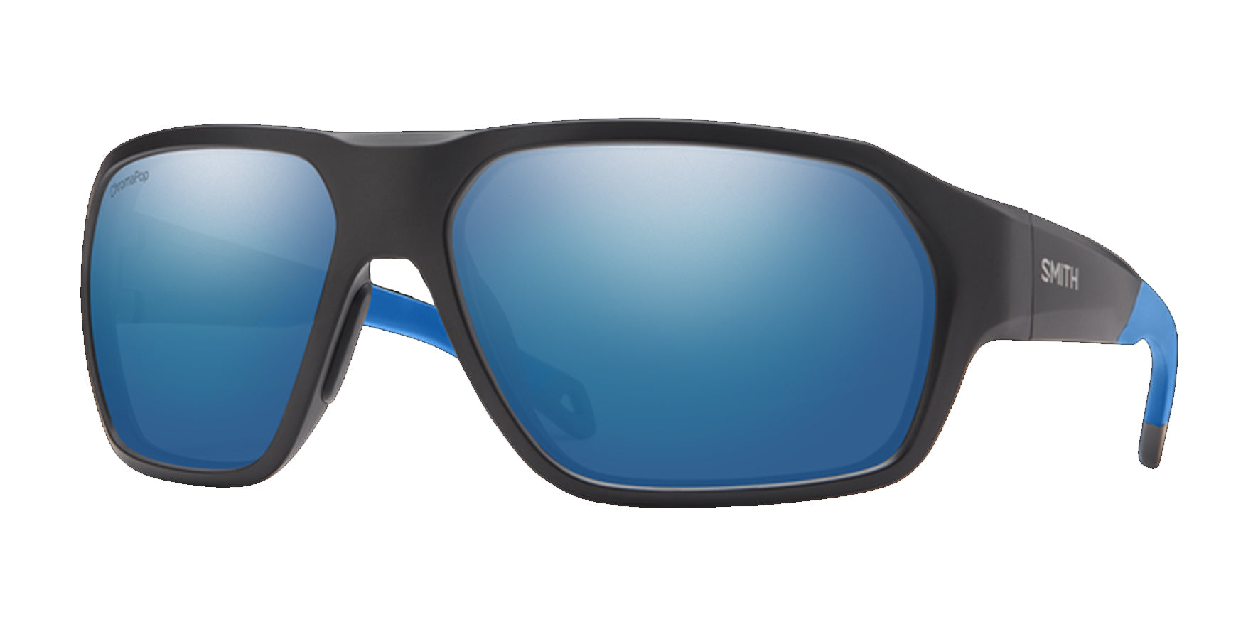 Smith Optics Deckboss Polarized ChromaPop Matte Black/Blue Sports Wrap - Eyedictive