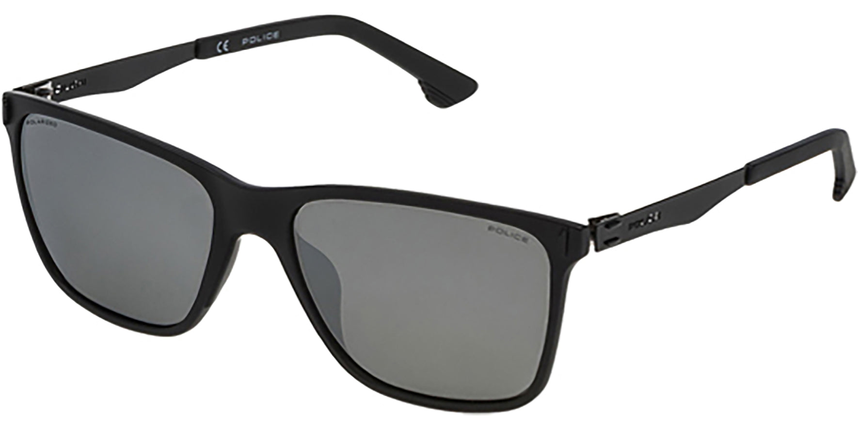 Police Flow 2 Polarized Matte Black Square w/ Mirrored Lens - Eyedictive