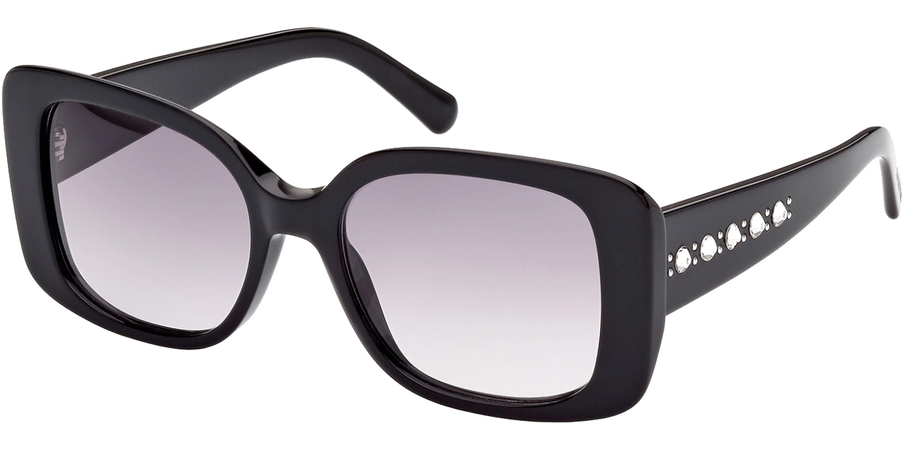 Swarovski Shiny Black Mod Square w/ Gradient Lens - Eyedictive