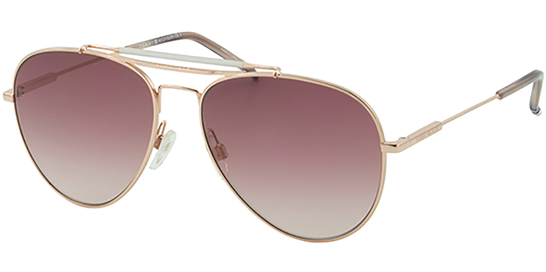 Tommy Hilfiger Gold/Copper-Tone Brow Bar Aviator - Eyedictive