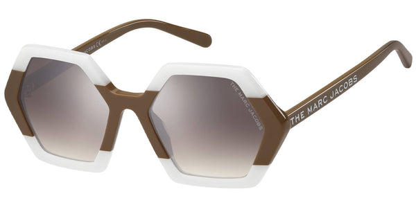 Marc Jacobs Brown and White Hexagon Sunglasses The Mark Jacobs Brown-Nude/White Hexagon – Eyedictive main image 4