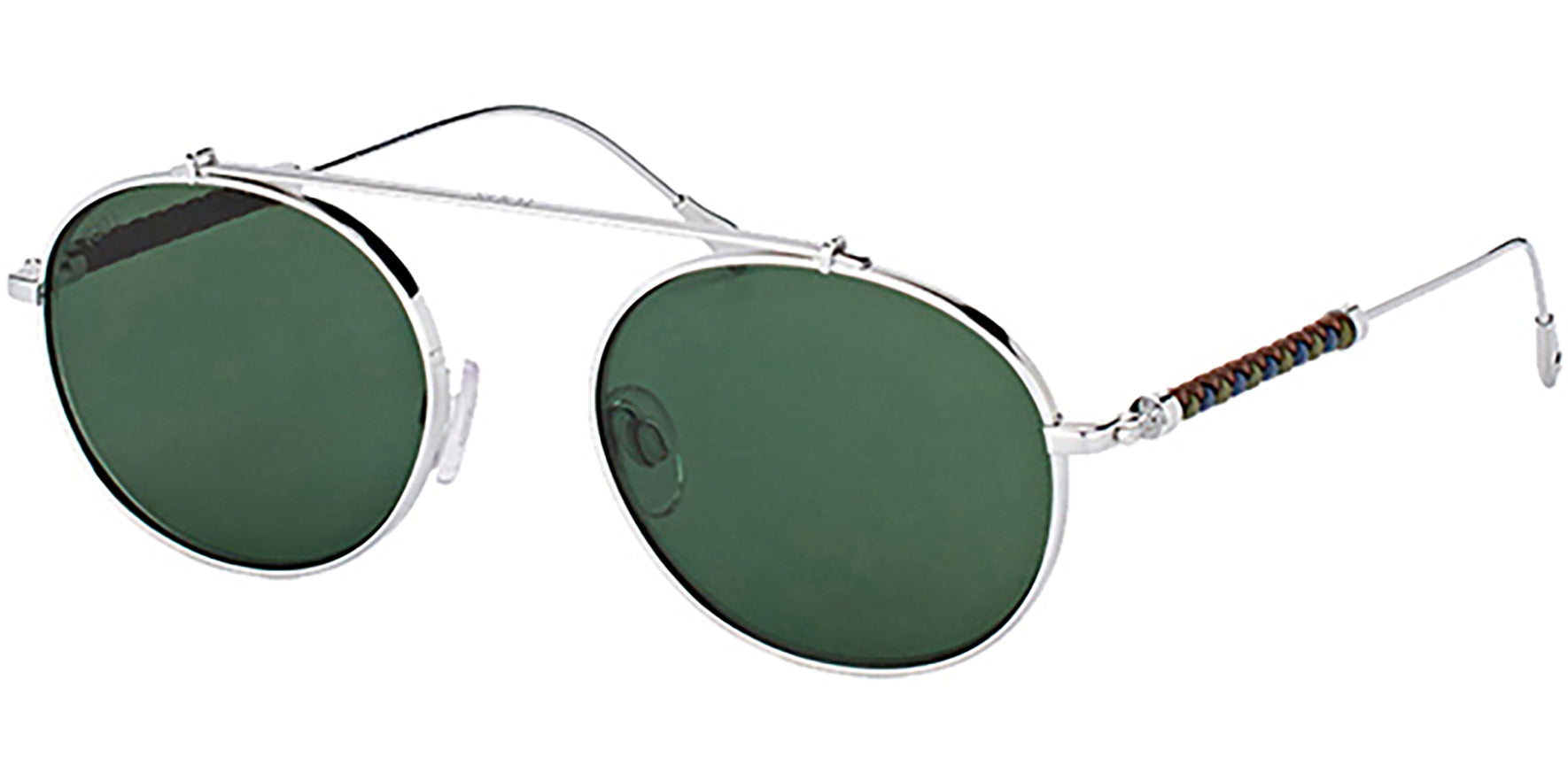 Tod's Shiny Rhodium Modern Pilot w/ Green Lens - Eyedictive