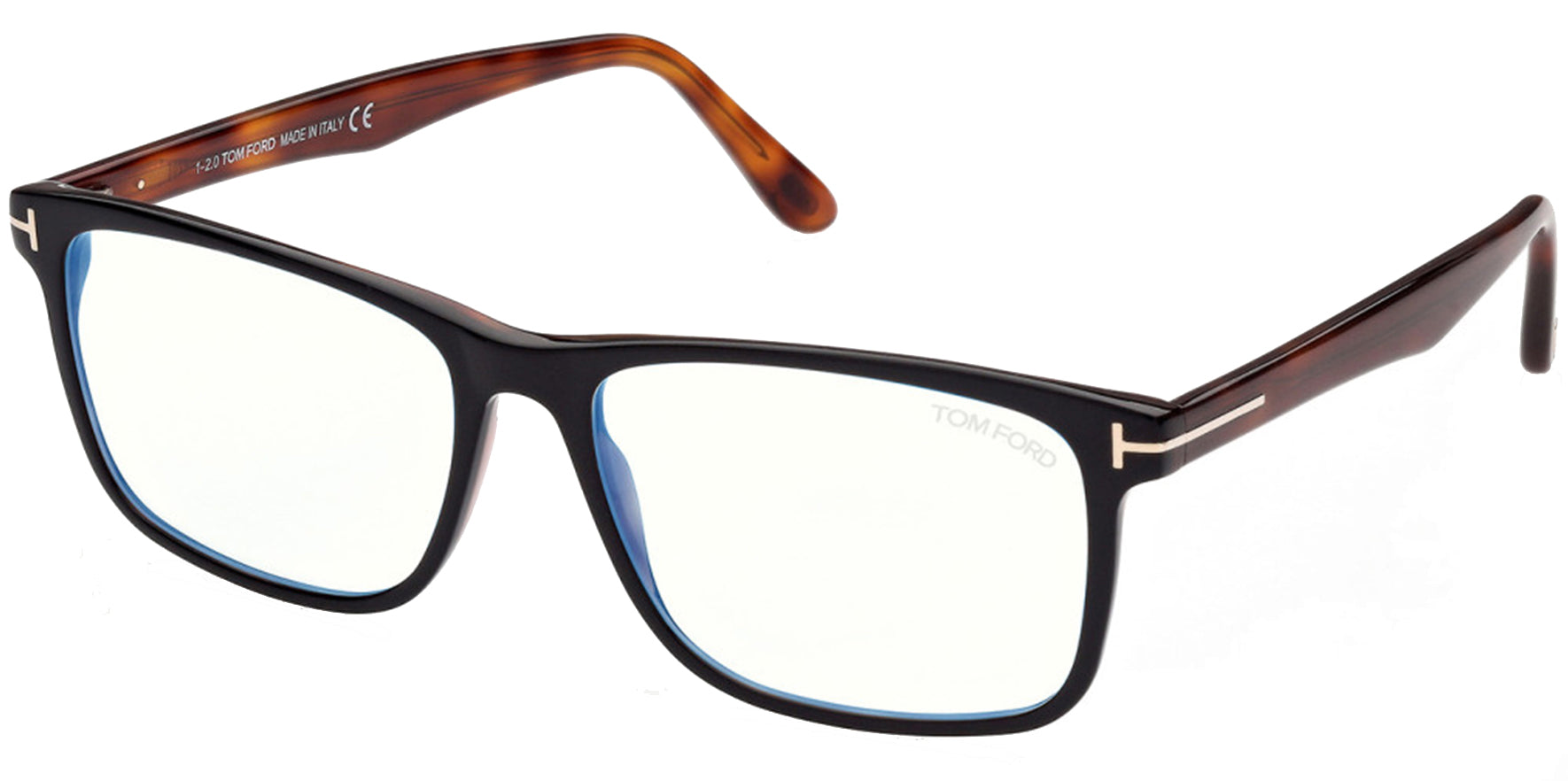 Tom Ford Blue Block Black/Havana Soft Square Eyeglass Frames - Eyedictive