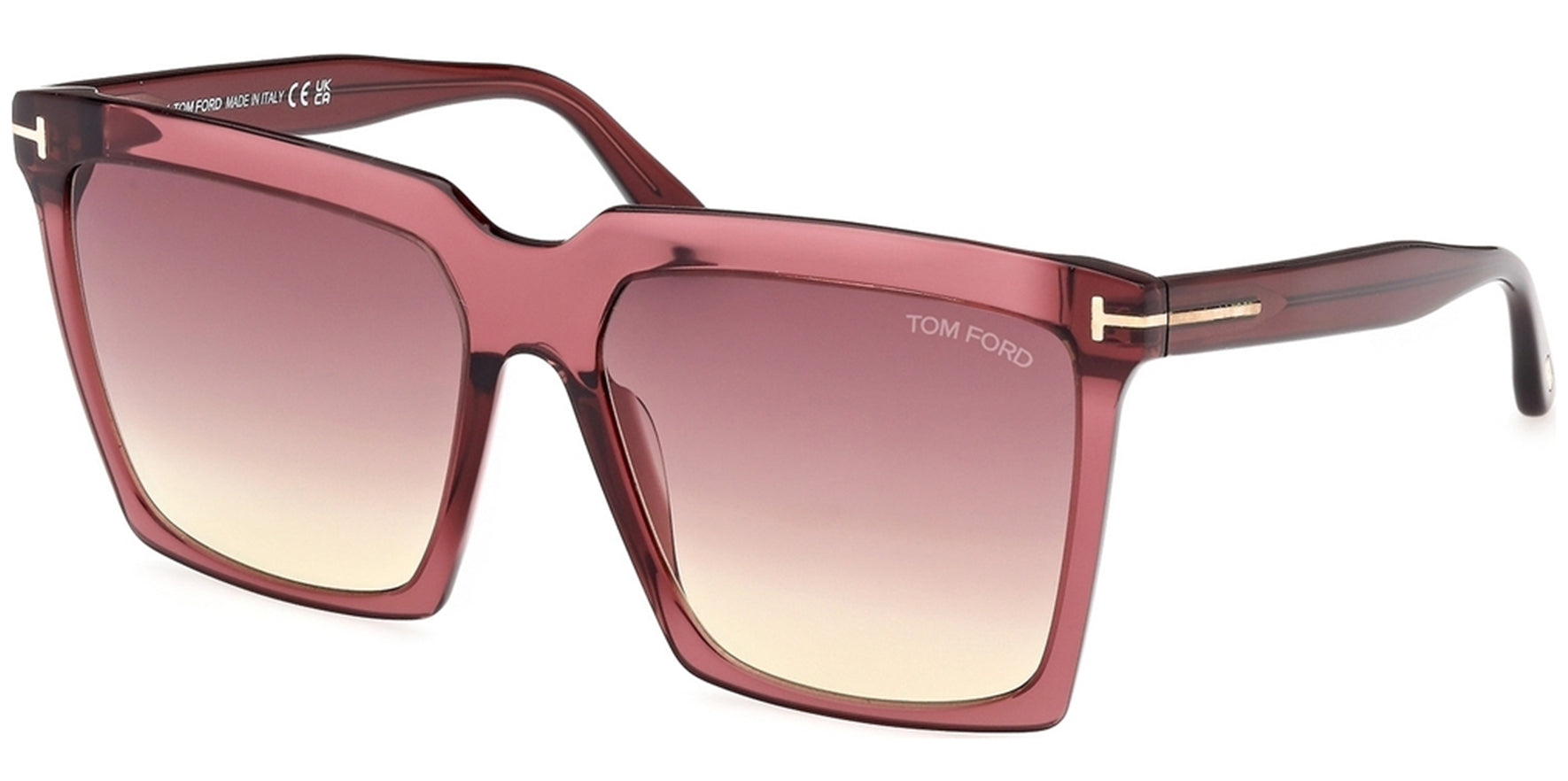 Tom Ford Sabrina Shiny Bordeaux Oversize Geometric - Eyedictive