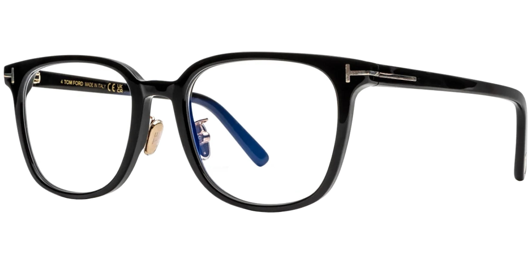 Tom Ford Shiny Black Blue Block Square Eyeglasses - FT5998-K-B-001-51