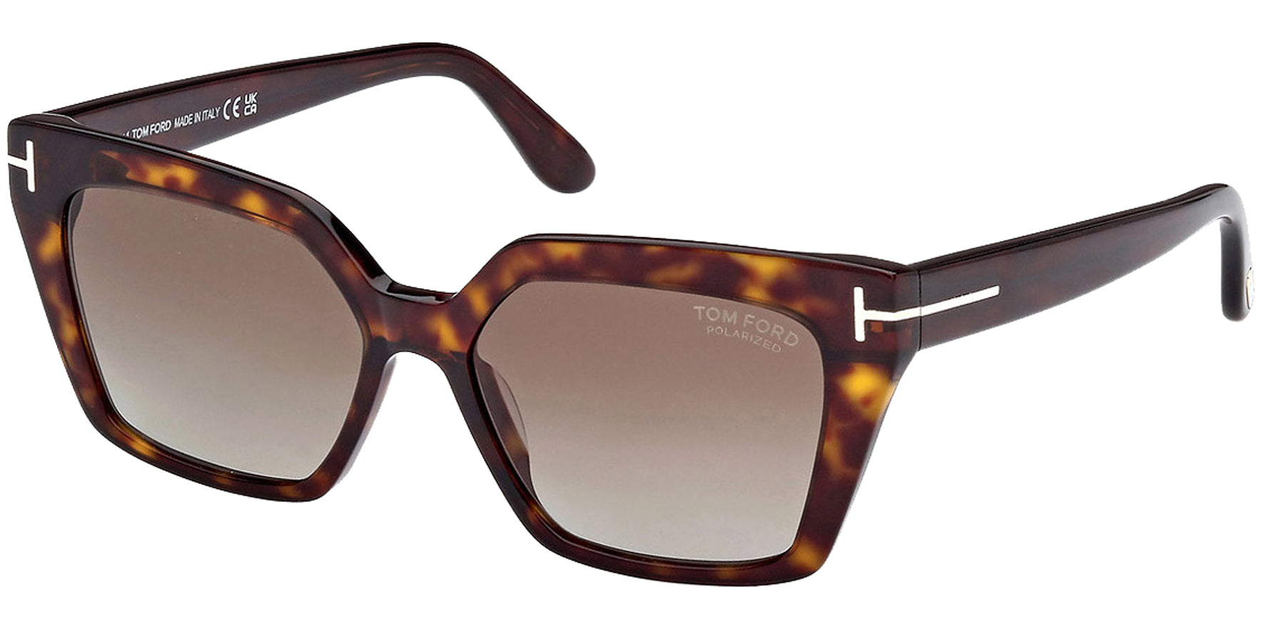 Tom Ford Winona Polarized Shiny Dark Havana Geometric Cat Eye - Eyedictive