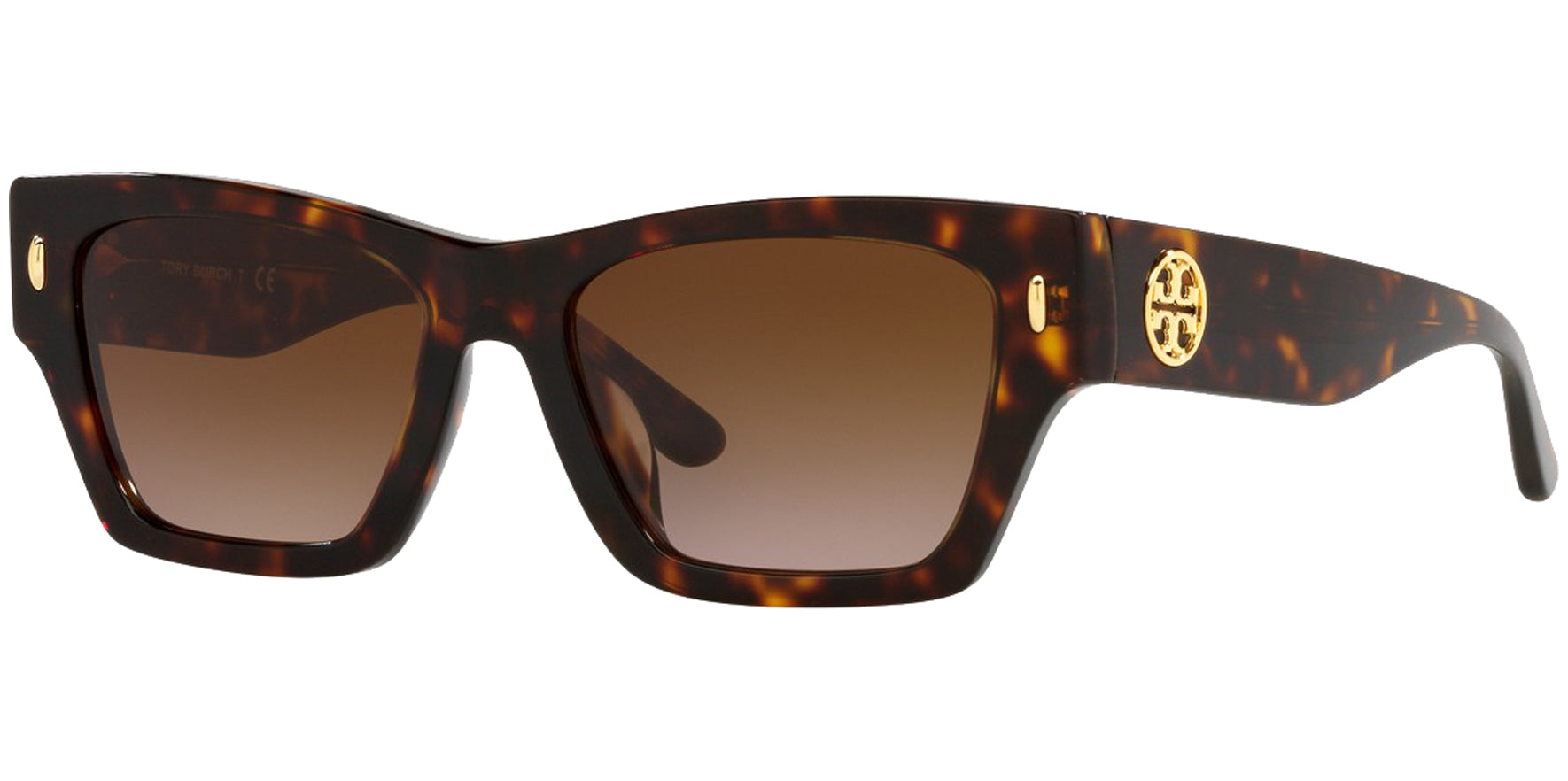 Tory Burch Chunky Dark Tortoise Rectangle w/ Gradient Lens - Eyedictive