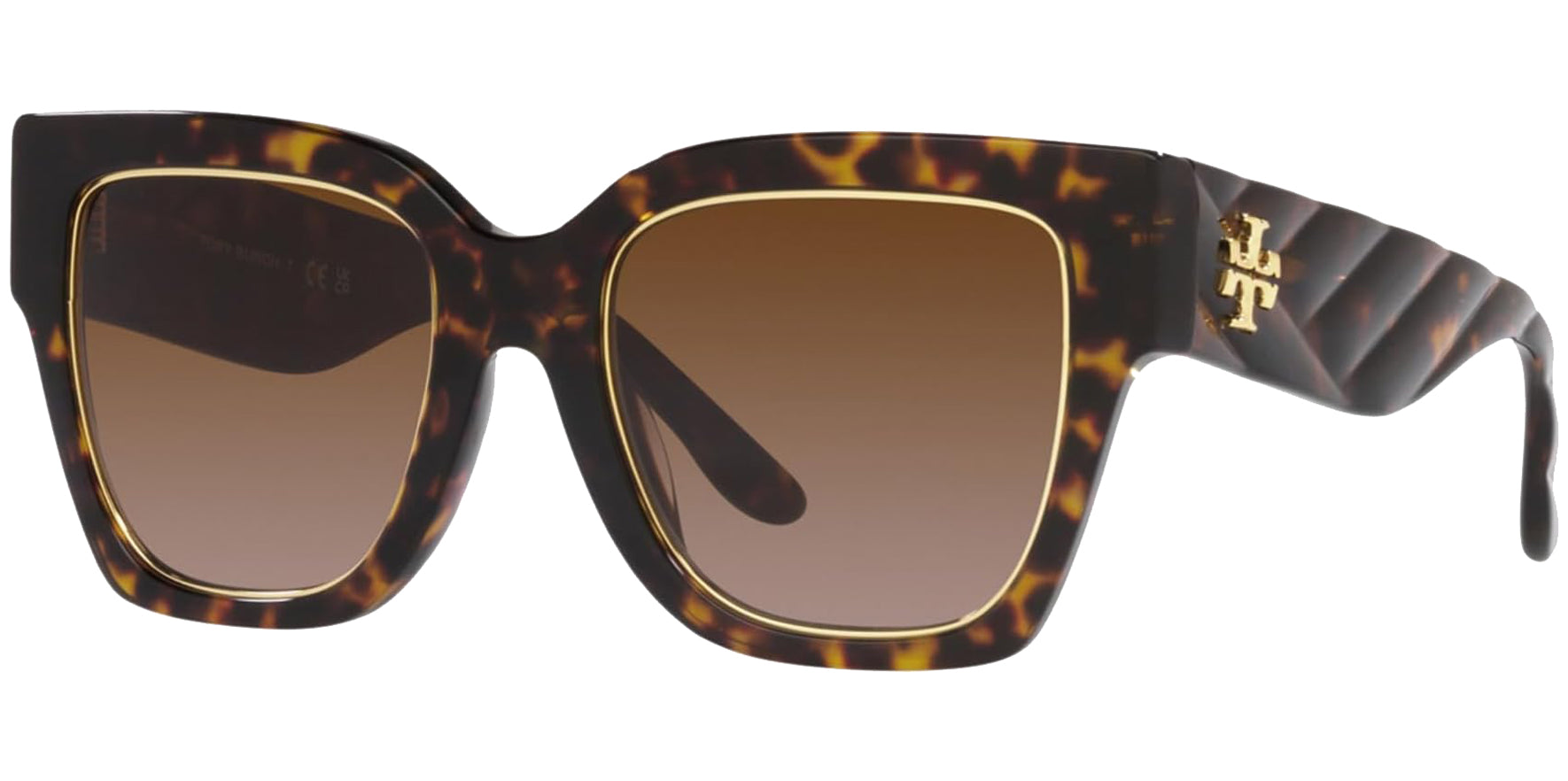 Tory Burch Dark Tortoise Oversized Square w/ Gold-Tone Rim Inlay - Eyedictive