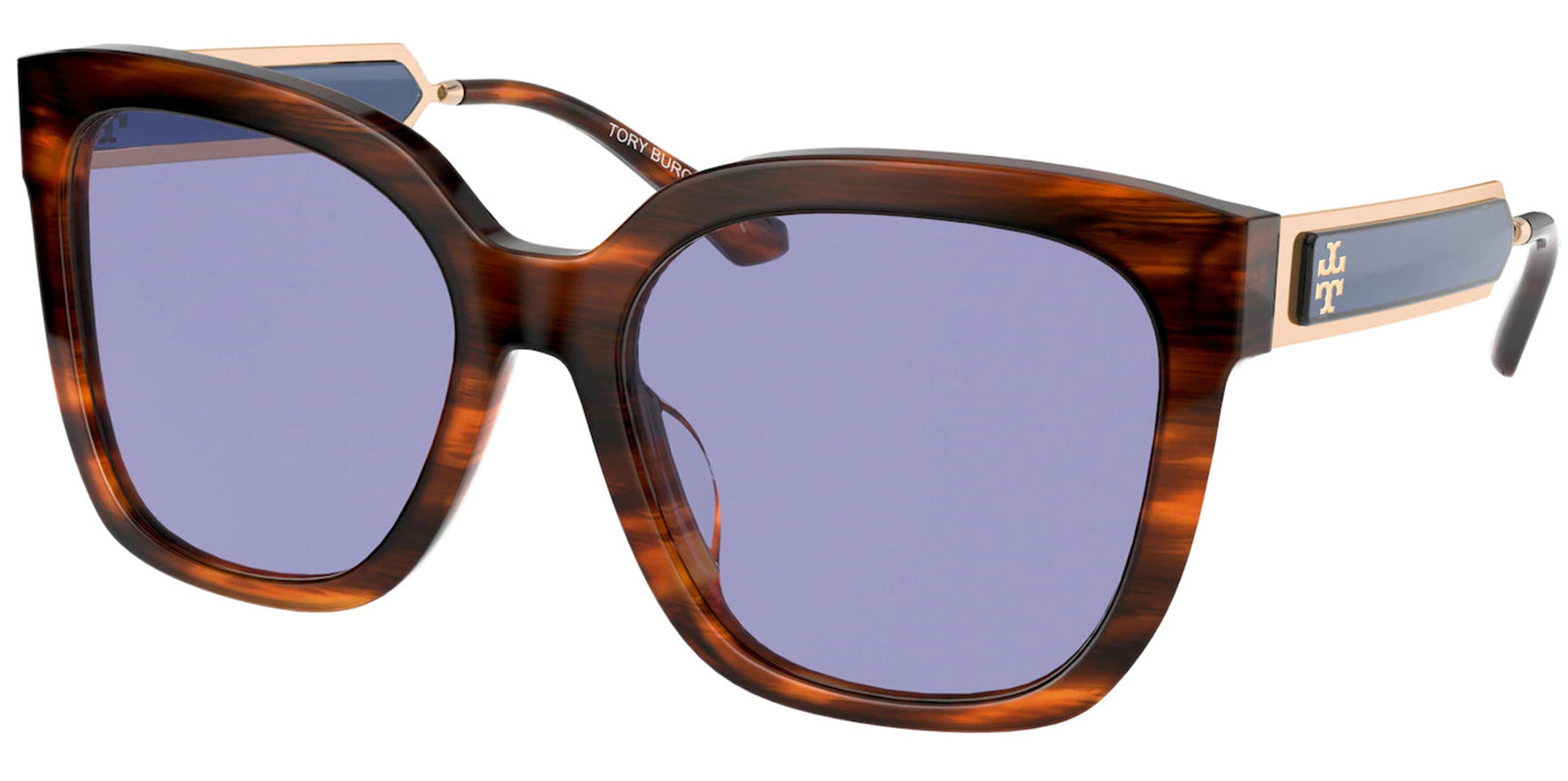 Tory Burch Dark Wood Tone Square w/ Transparent Temples - Eyedictive