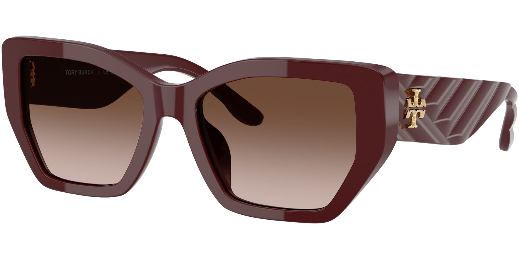 Tory Burch Kira Berry Red Geometric Cat-Eye w/ Gradient Lens - Eyedictive