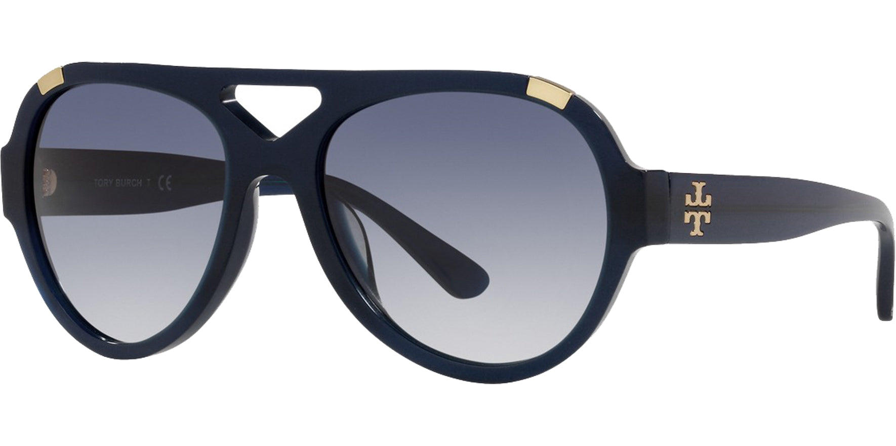 Tory Burch Navy Stylized Pilot w/ Gradient Lens - Eyedictive