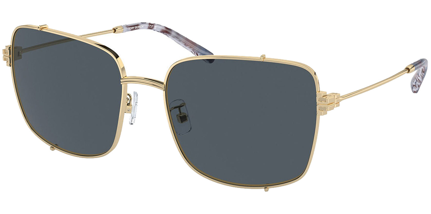 Tory Burch Shiny Light Gold-Tone Square - Eyedictive