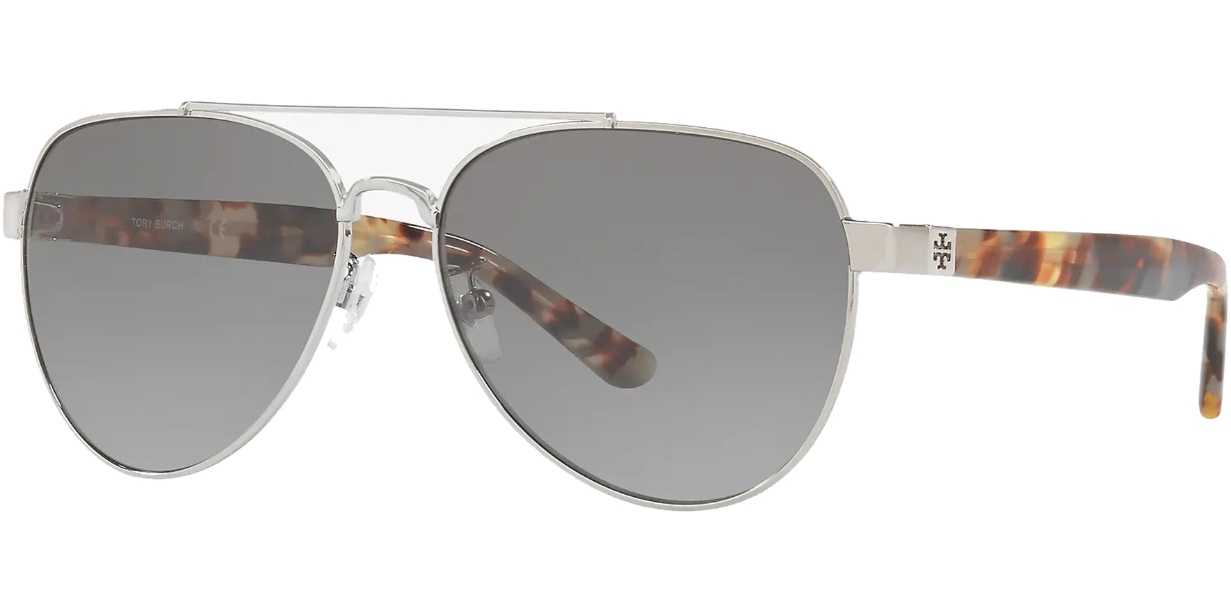 Tory Burch Shiny Silver-Tone Aviator w/ Gradient Lens - Eyedictive