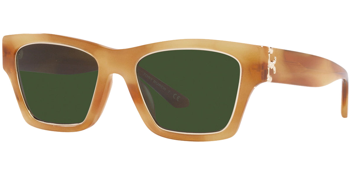Tory Burch tortoise & gold square rim sunglasses oversized-square-logo-  main image 2