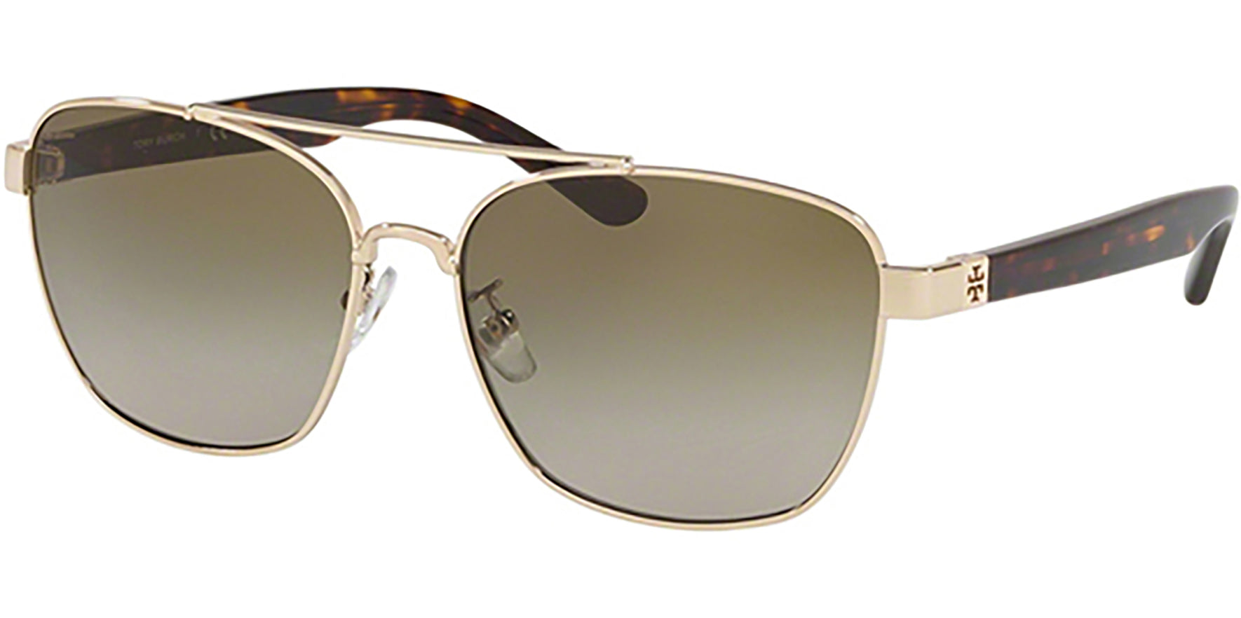 Tory Burch Light Gold-Tone Navigator w/ Gradient Lens - Eyedictive