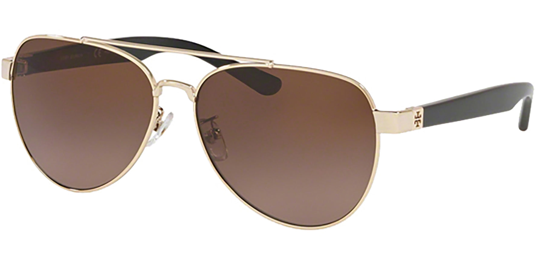 Tory Burch Polarized Shiny Light Gold-Tone Pilot - Eyedictive