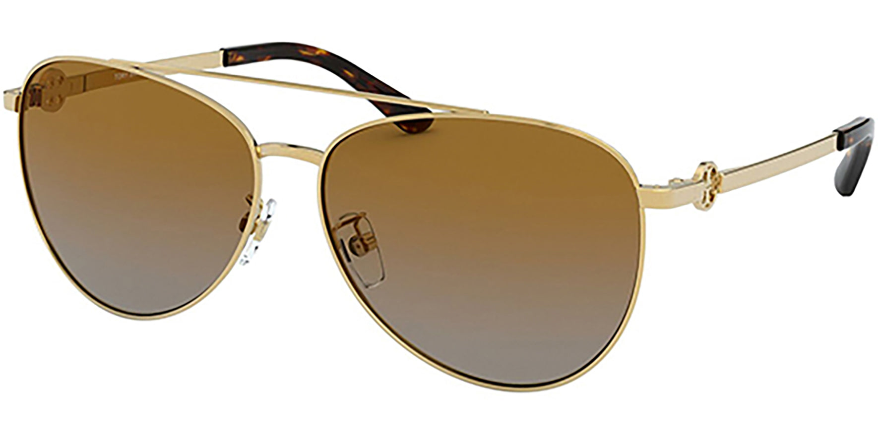 Tory Burch Polarized Shiny Gold-Tone Pilot - Eyedictive