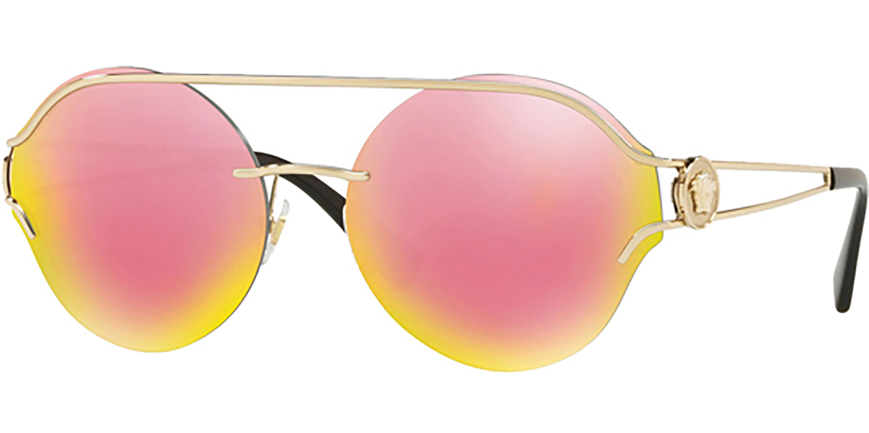 Versace  Pale Gold-Tone Modern Round Rimless - Eyedictive