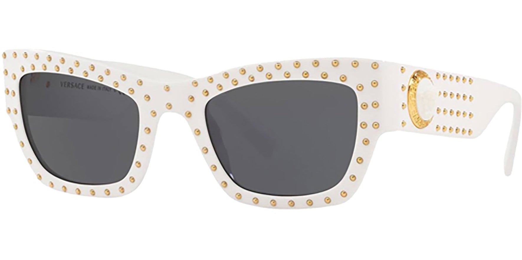 Versace Shiny White Medusa Ares Stud Square Cat-Eye