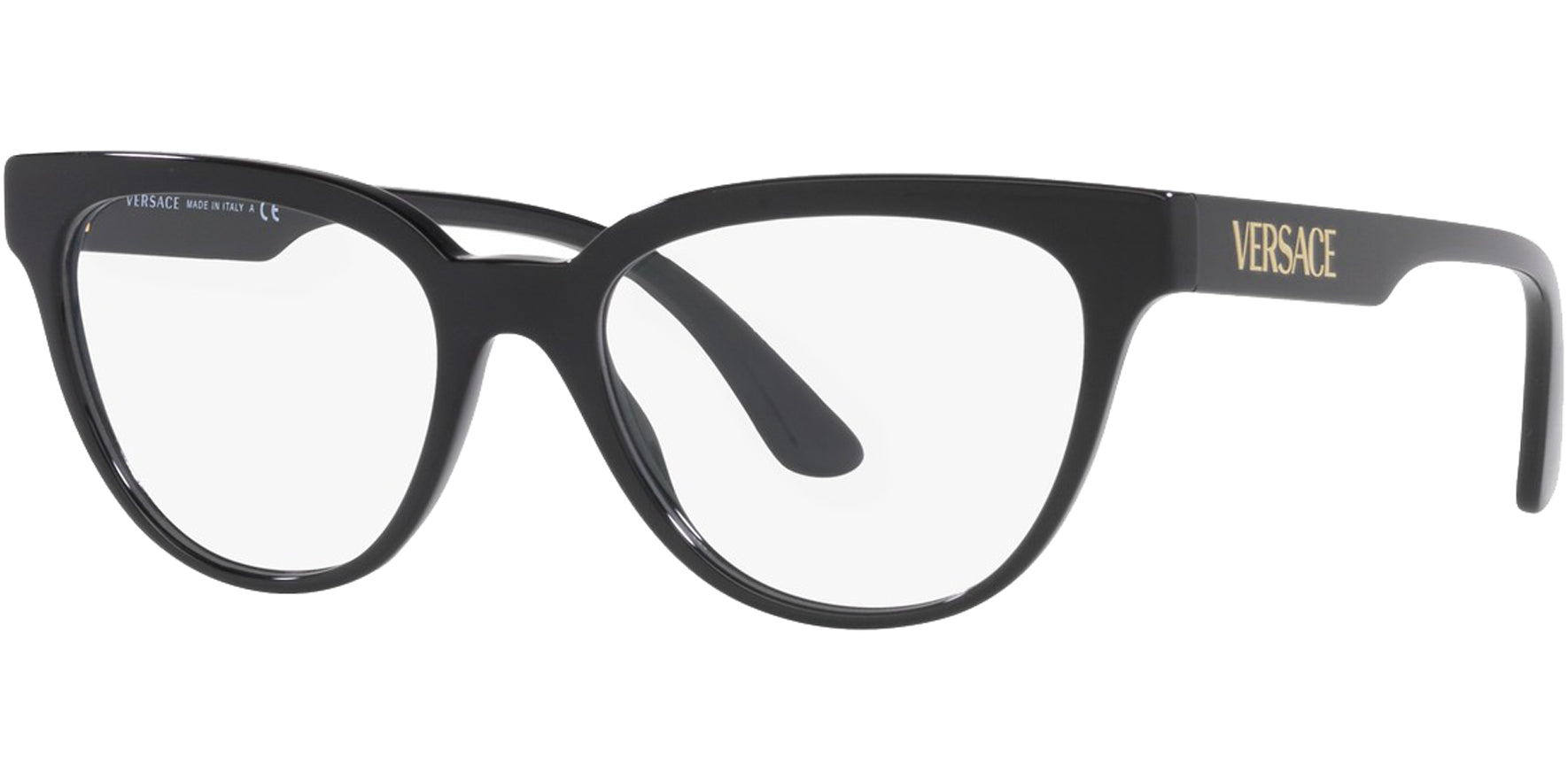 Versace Black Round Cat Eye Eyeglass Frame - Eyedictive