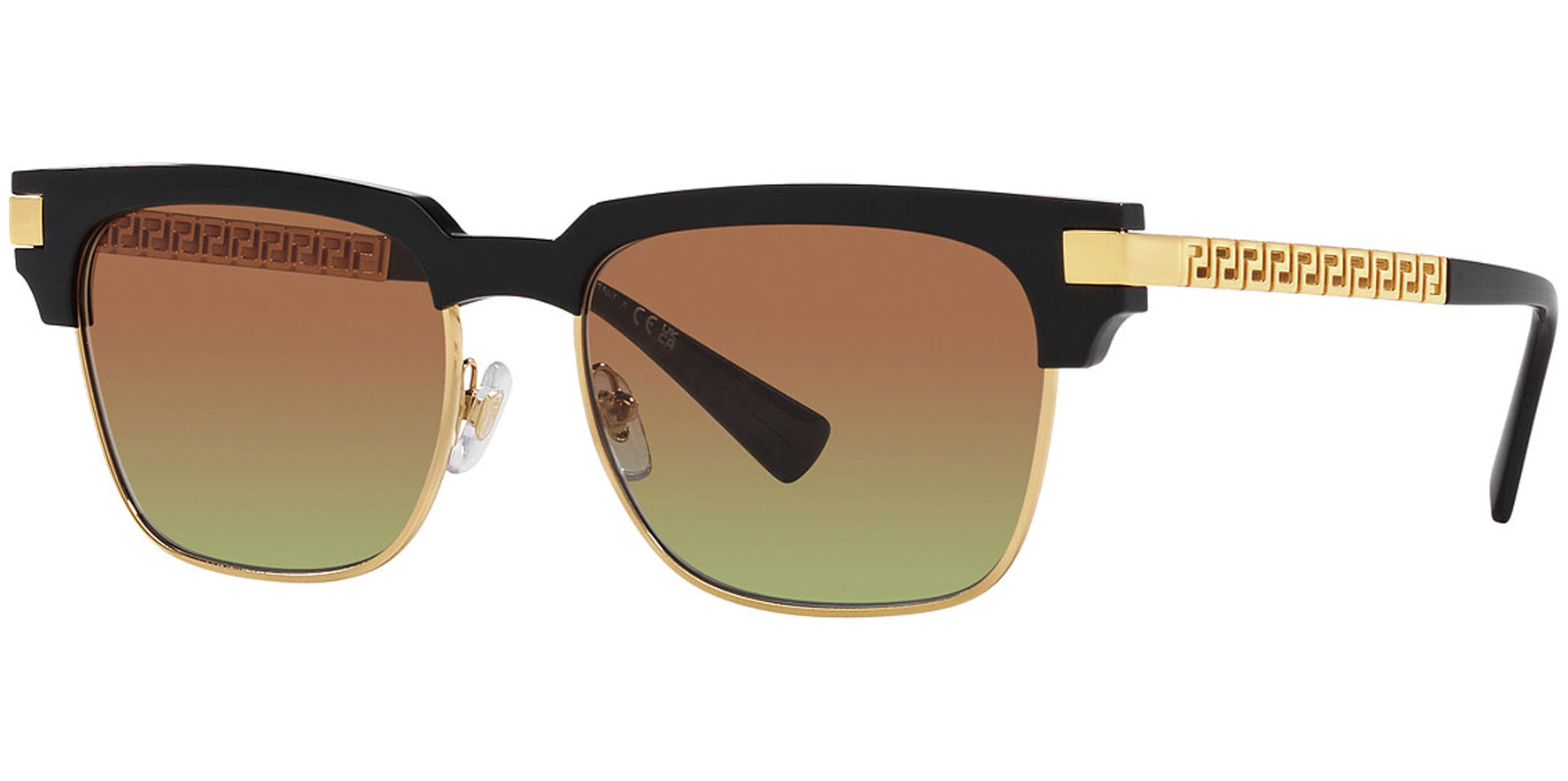 Versace Black/Gold-Tone Semi-Rimless Square - Eyedictive