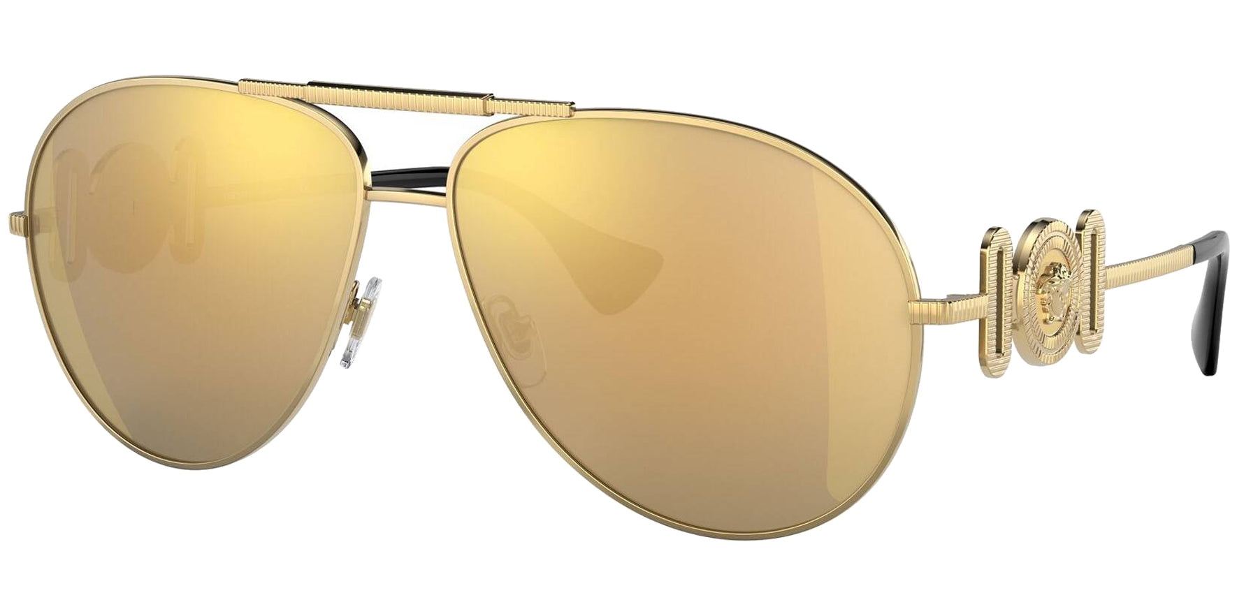 Versace Gold-Tone Oversize Aviator w/ Mirror Lens - Eyedictive