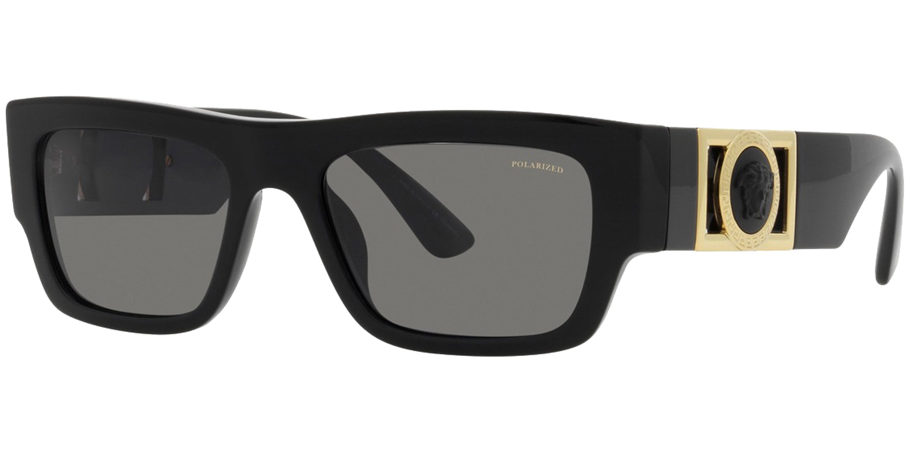 Versace Polarized Black Rectangle w/ Medusa Temples