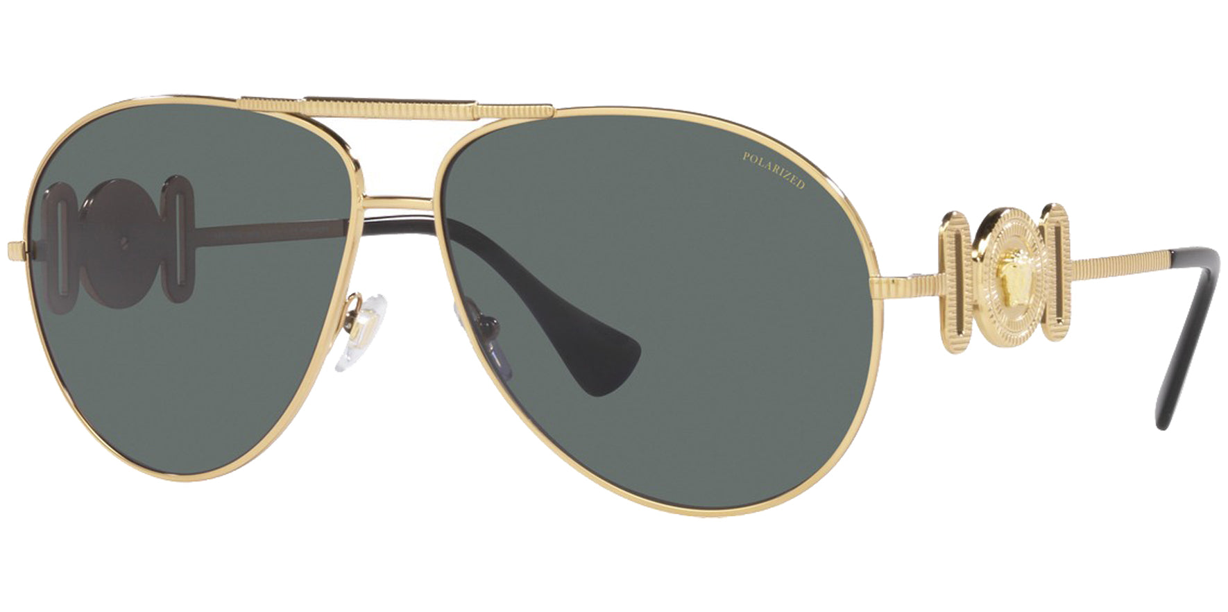 Versace Polarized Gold-Tone Modern Aviator - Eyedictive