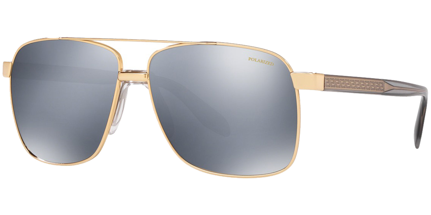 Versace Polarized Gold-Tone Navigator w/ Mirror Lens - Eyedictive