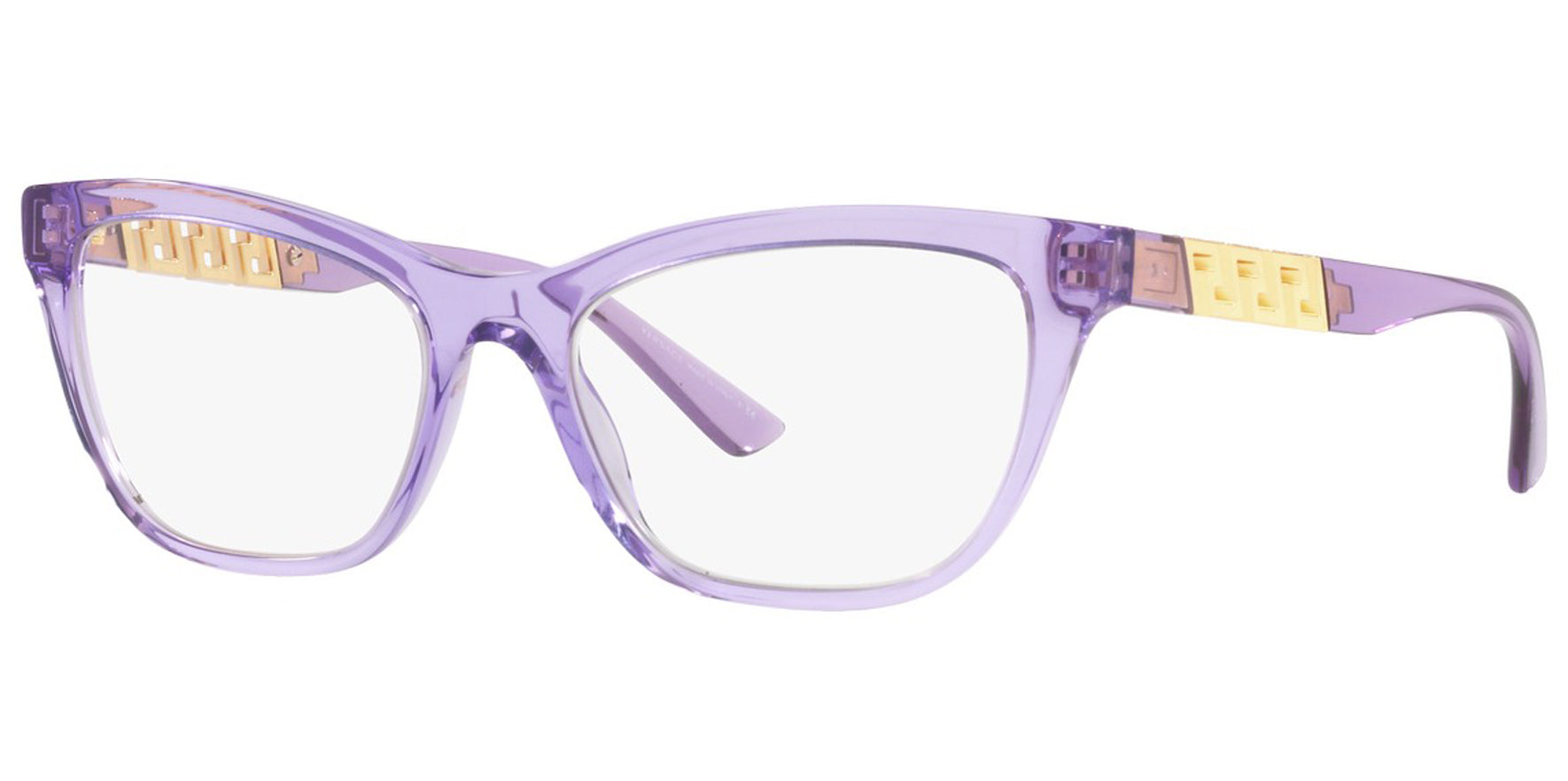 Versace Transparent Violet Cat Eye Eyeglass Frames - Eyedictive