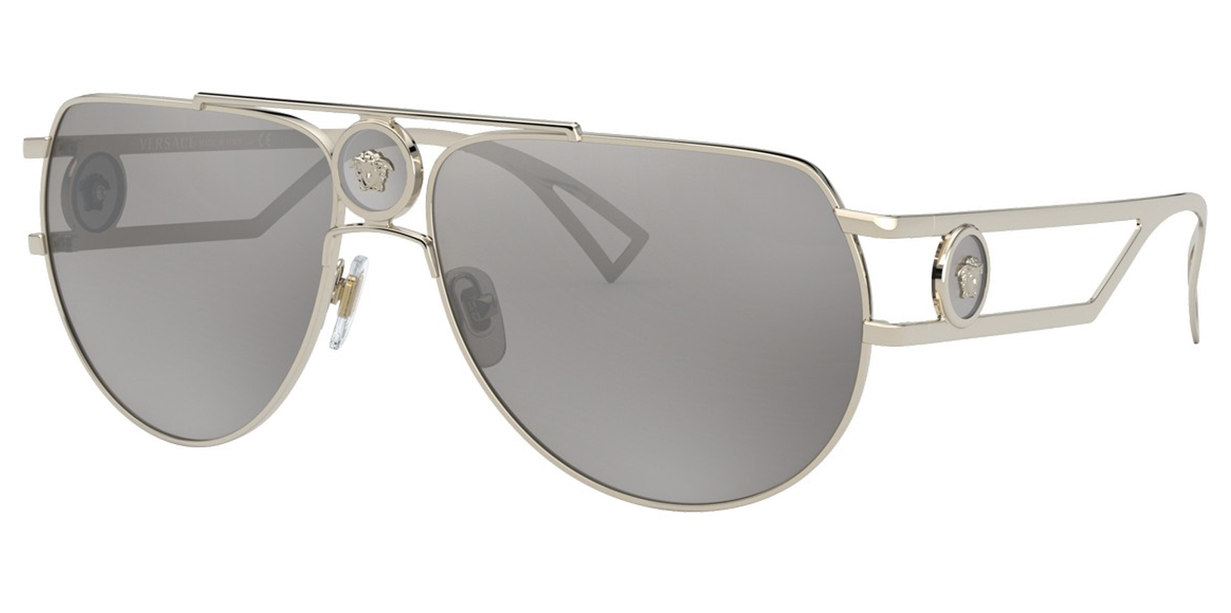 Versace Pale Gold-Tone Pilot w/ Mirror Lens